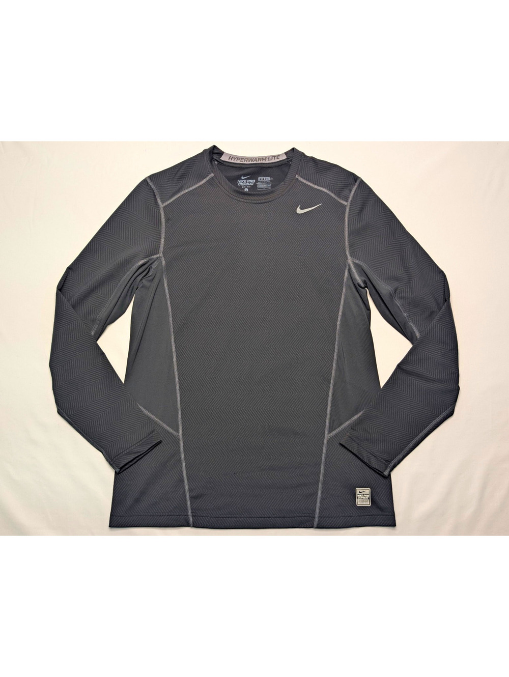 Nike Pro Combat Black Hyperwarm Lite Dri-FIT Fitted Long Sleeve Shirt Sz L